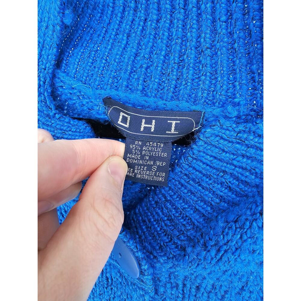 Vintage DHI Womens Sz S Short Sleeve Knit Collared Sweater Blue - Picture 3 of 4